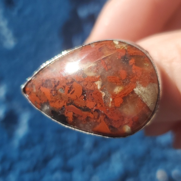 New Seam Agate Silver Statement Ring. - Picture 8 of 16